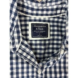 Abercrombie & Fitch Womens Navy Blue Gingham Check Button Down Shirt Small